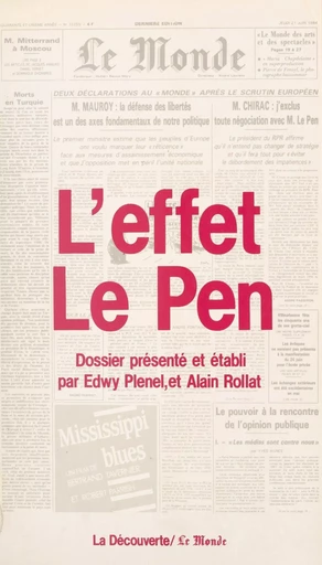 L'effet Le Pen - Périodique Le Monde - (La Découverte) réédition numérique FeniXX