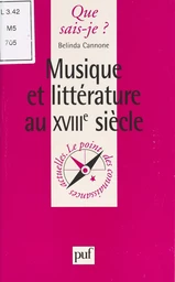 Musique et littérature au XVIIIe siècle