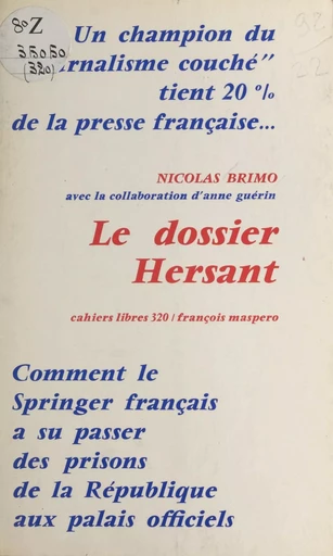 Le dossier Hersant - Nicolas Brimo, Anne Guérin - La Découverte (réédition numérique FeniXX)