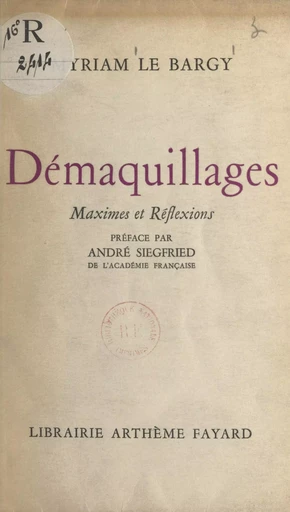 Démaquillages - Myriam Le Bargy - (Fayard) réédition numérique FeniXX