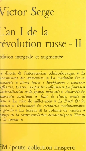 L'an I de la Révolution russe (2) - Victor Serge - (La Découverte) réédition numérique FeniXX