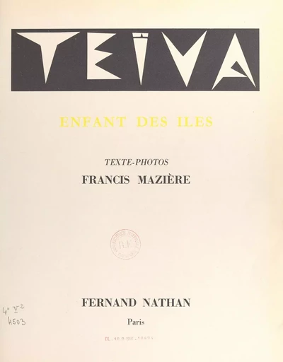 Teïva, enfant des îles - Francis Mazière - (Nathan) réédition numérique FeniXX