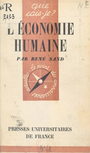 L'économie humaine - René Sand - (Presses universitaires de France) réédition numérique FeniXX