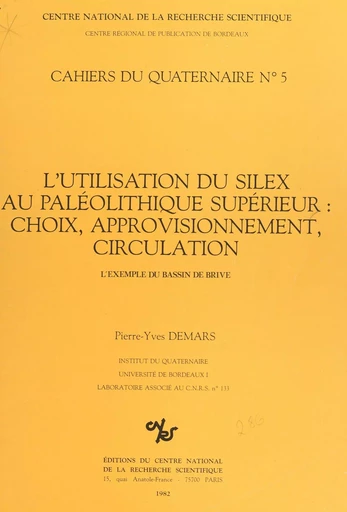 L'utilisation du silex au paléolithique supérieur, choix approvisionnement, circulation : l'exemple du bassin de Brive - Pierre-Yves Demars - CNRS Éditions (réédition numérique FeniXX)