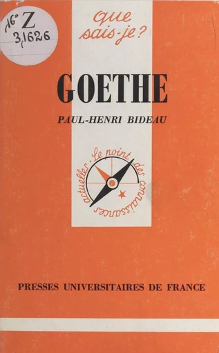 Gœthe - Paul-Henri Bideau - Presses universitaires de France (réédition numérique FeniXX)