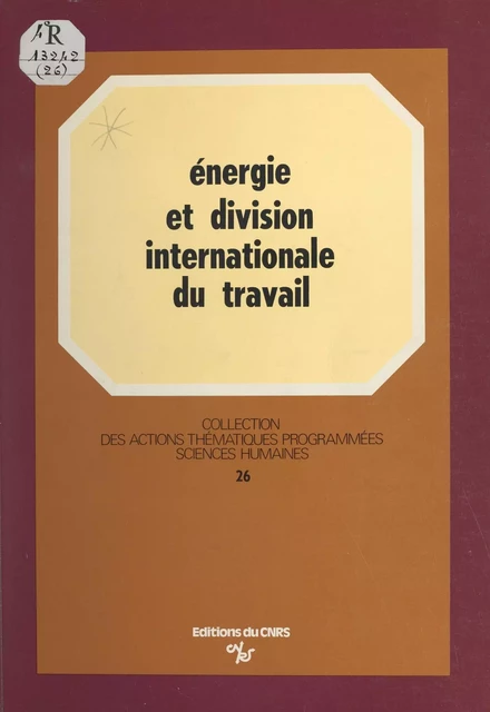 Énergie et division internationale du travail : essai de prospective des industries lourdes sur le pourtour méditerranéen - Jean-Charles Hourcade - CNRS Éditions (réédition numérique FeniXX) 