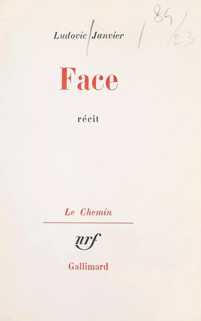 Face - Ludovic Janvier - (Gallimard) réédition numérique FeniXX