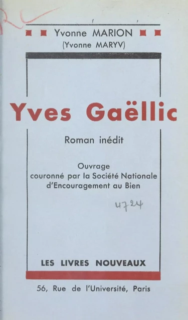 Yves Gaëllic - Yvonne Marion - (Éditions de La Martinière) réédition numérique FeniXX