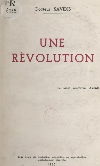 Une révolution -  Savidis - (Éditions de La Martinière) réédition numérique FeniXX