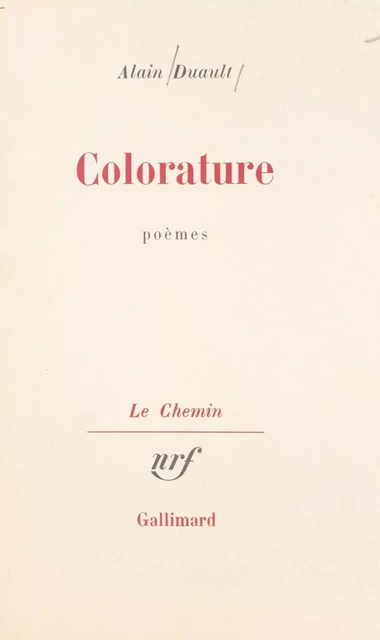 Colorature - Alain Duault - (Gallimard) réédition numérique FeniXX