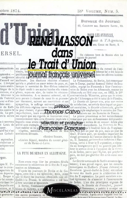 René Masson dans le Trait d’Union - Thomas Calvo - Centro de estudios mexicanos y centroamericanos