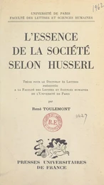 L'essence de la société selon Husserl