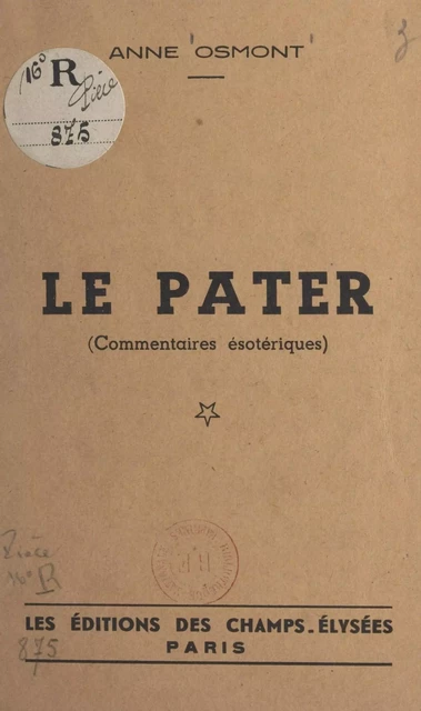 Le Pater - Anne Osmont - (Éditions Du Masque) réédition numérique FeniXX