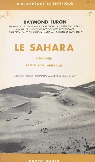 Le Sahara - Raymond Furon - (Payot & Rivages) réédition numérique FeniXX