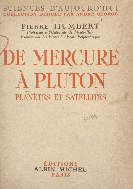 De Mercure à Pluton - Pierre Humbert - (Albin Michel) réédition numérique FeniXX