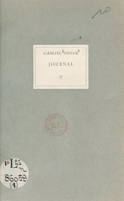 Journal - Gabriel Dheur - (Seghers) réédition numérique FeniXX