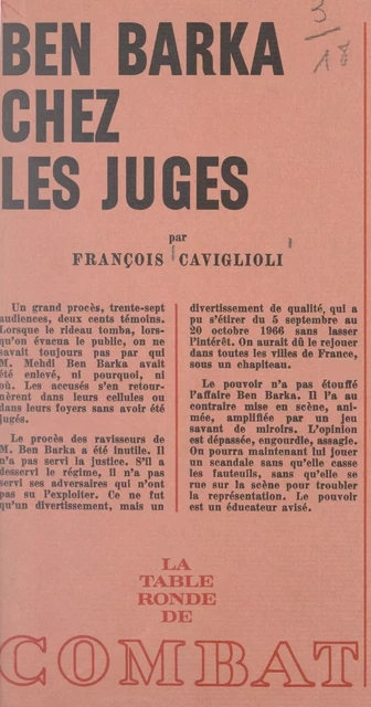 Ben Barka chez les juges - François Caviglioli - (La Table Ronde) réédition numérique FeniXX