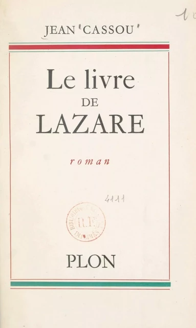 Le livre de Lazare - Jean Cassou - (Plon) réédition numérique FeniXX