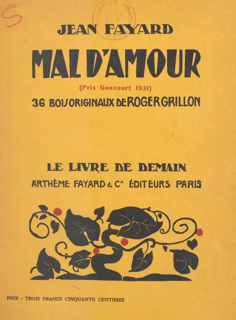 Mal d'amour - Jean Fayard - (Fayard) réédition numérique FeniXX