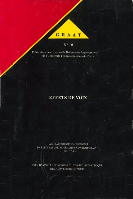 Effets de voix -  - Presses universitaires François-Rabelais