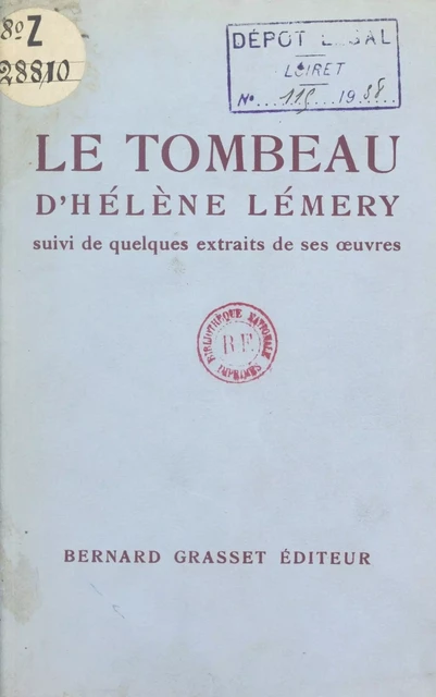 Le Tombeau, d'Hélène Lémery - Hélène Lémery - Grasset (réédition numérique FeniXX)