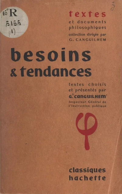 Besoins et tendances - Georges Canguilhem - Hachette (réédition numérique FeniXX)