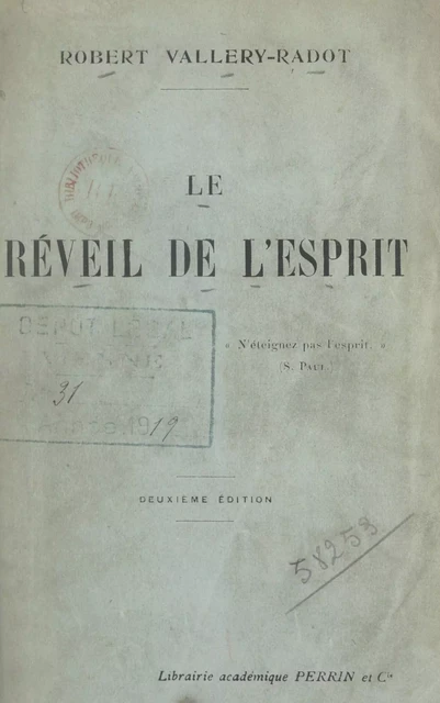 Le réveil de l'esprit - Irénée Vallery-Radot - (Perrin) réédition numérique FeniXX