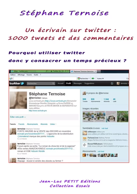 Un écrivain sur twitter : 1000 tweets et des commentaires - Stéphane Ternoise - Jean-Luc PETIT Editions