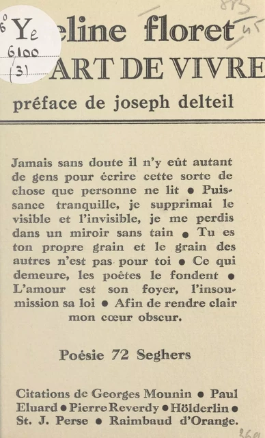 Ta part de vivre - Eveline Floret - (Seghers) réédition numérique FeniXX