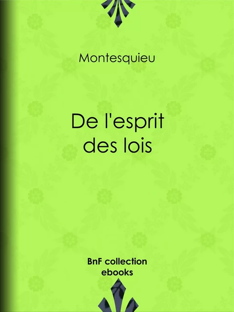 De l'esprit des lois -  Montesquieu - BnF collection ebooks