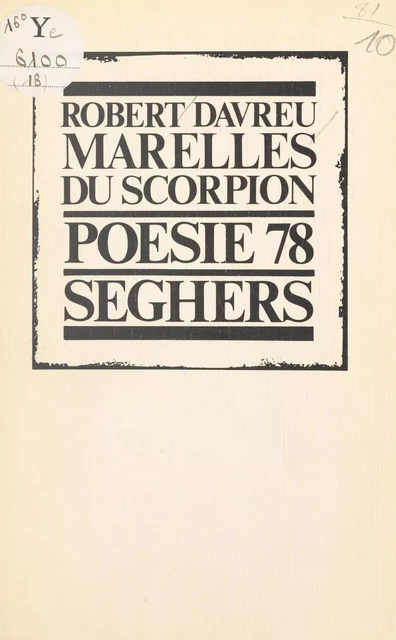 Marelles du scorpion - Robert Davreu - (Seghers) réédition numérique FeniXX