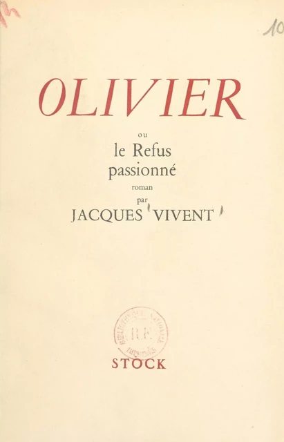 Olivier - Jacques Vivent - (Stock) réédition numérique FeniXX