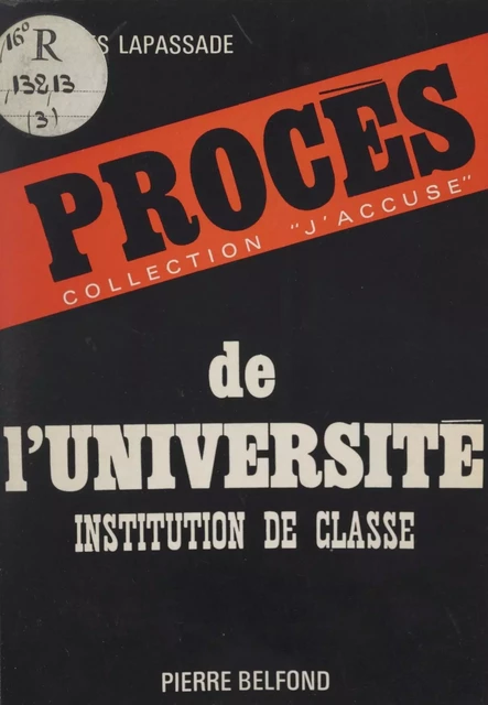 Procès de l'université - Georges Lapassade - (Belfond) réédition numérique FeniXX