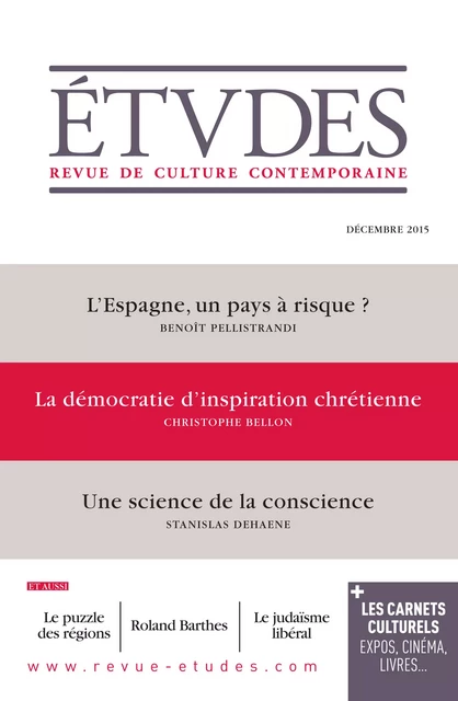 Etudes Décembre 2015 -  Collectif - Revue Études