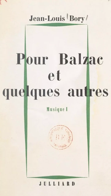 Musique... (1) - Jean-Louis Bory - (Julliard) réédition numérique FeniXX