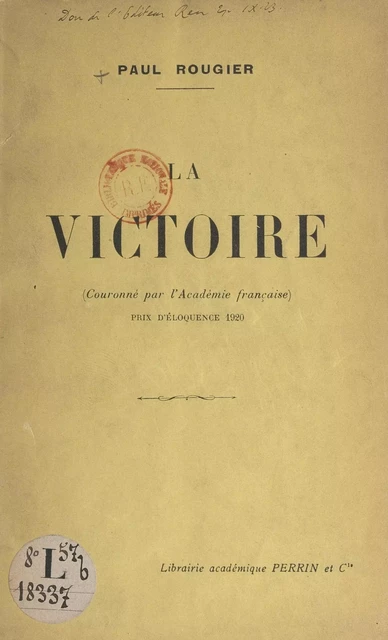 La victoire - Paul Rougier - (Perrin) réédition numérique FeniXX