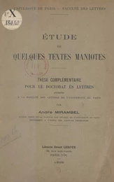 Étude de quelques textes maniotes