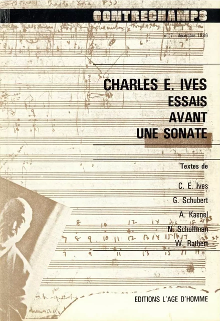 Charles E. Ives. Essais avant une sonate -  - Éditions Contrechamps