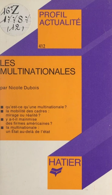 Les multinationales - Nicole Dubois - Hatier (réédition numérique FeniXX)