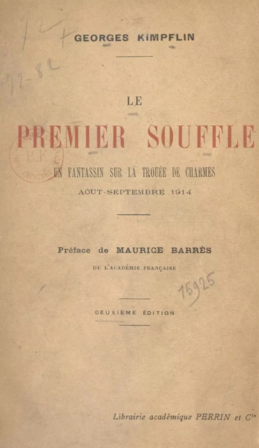 Le premier souffle - Georges Kimpflin - (Perrin) réédition numérique FeniXX