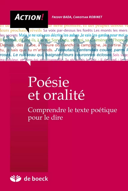 Poésie et oralité - Freddy Bada, Christian Robinet - De Boeck (Pédagogie et Formation)