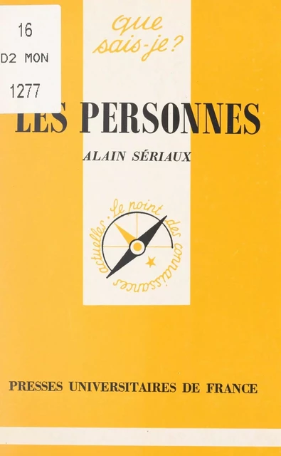 Les personnes - Alain Sériaux - (Presses universitaires de France) réédition numérique FeniXX