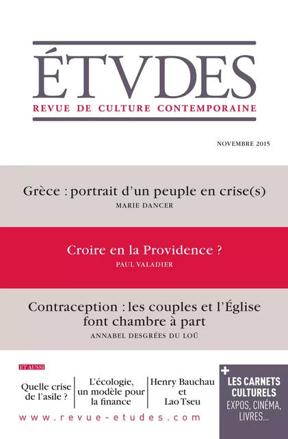 Etudes Novembre 2015 -  Collectif - Revue Études