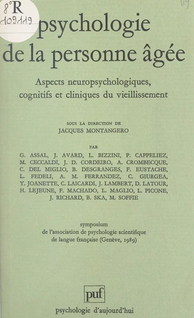 Psychologie de la personne âgée -  Association de psychologie scientifique de langue française,  Collectif - (Presses universitaires de France) réédition numérique FeniXX