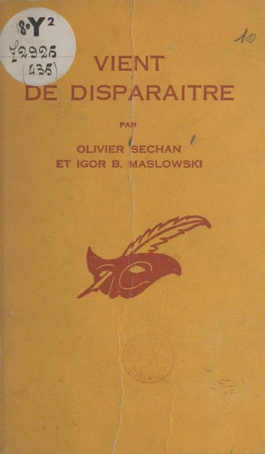 Vient de disparaître - Igor B. Maslowski, Olivier Séchan - Éditions Du Masque (réédition numérique FeniXX)