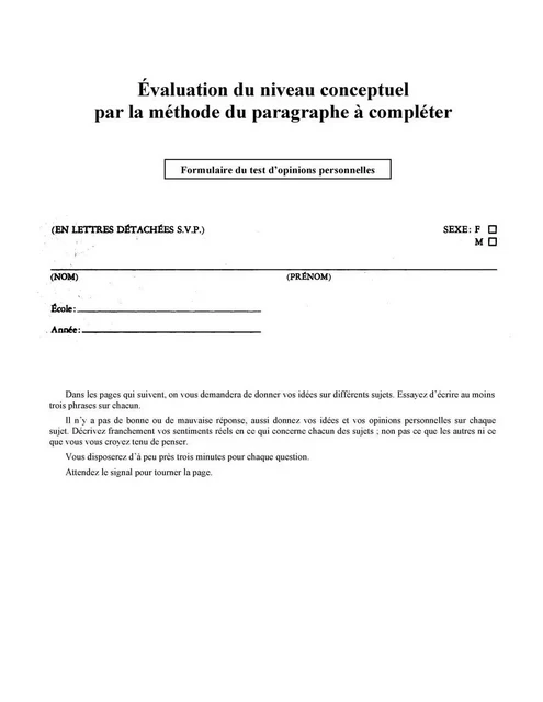 Évaluation du niveau conceptuel par la méthode du paragraphe à compléter - Rachel Desrosiers - Presses de l'Université du Québec