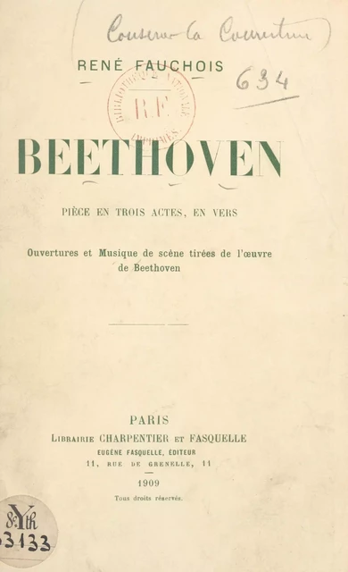 Beethoven - René Fauchois - (Grasset) réédition numérique FeniXX