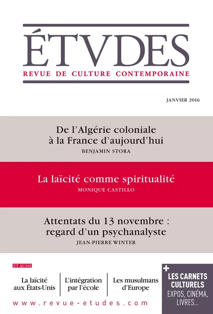 Revue Etudes - Janvier 2016 -  - Revue Études