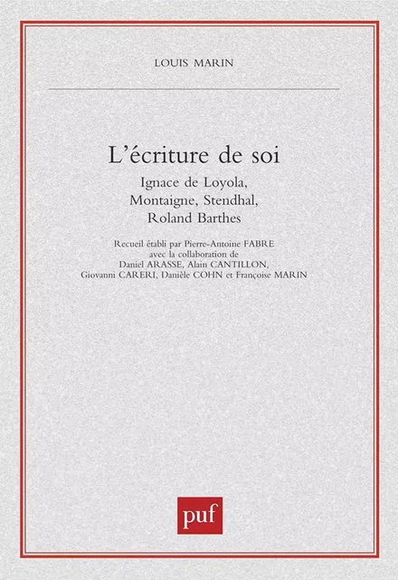 L'écriture de soi - Louis Marin - Humensis