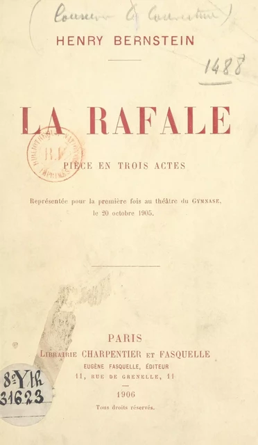 La rafale - Henry Bernstein - (Grasset) réédition numérique FeniXX